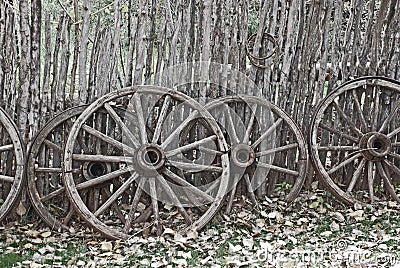 Old West Wagon Wheels Stock Photo