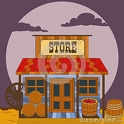 Old western building - store Vector Illustration