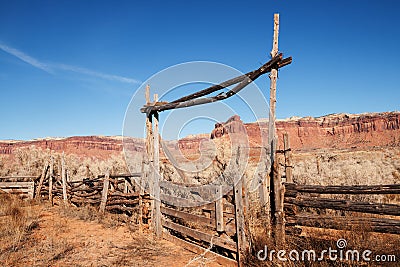Old Western Ranch Gate Stock Photo