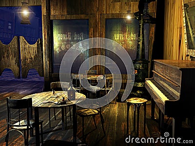 Old western saloon Stock Photo