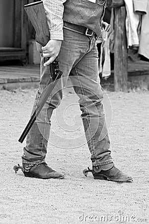 Old Western Sheriff With Shotgun Stock Photo