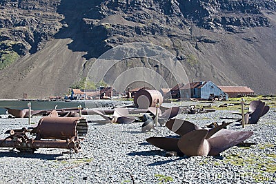 Abandoned old whaling station, lost places, Grytviken, South Georgia Stock Photo