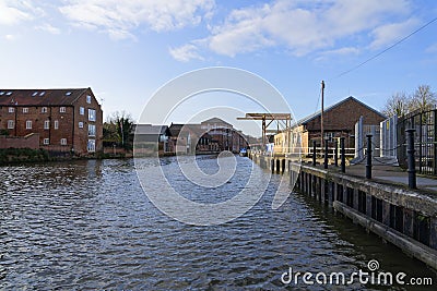 Old wharfs and warehouses along at Newark on Trent Stock Photo