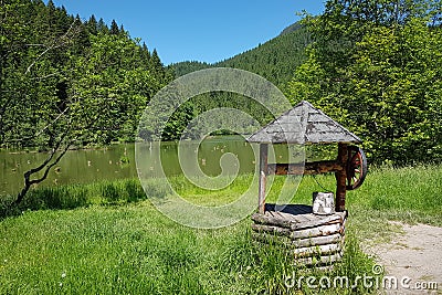 Wheel well near the Red Lake in Romania Stock Photo