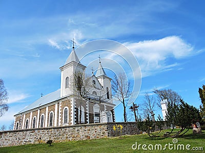 Old white church, Lithuania Stock Photo