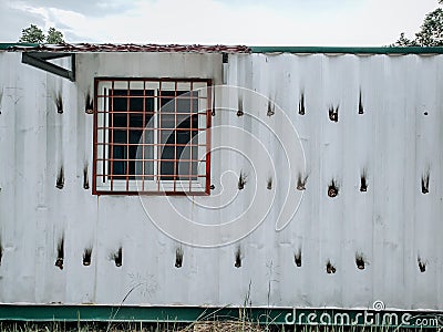 old white container left by the occupants Stock Photo