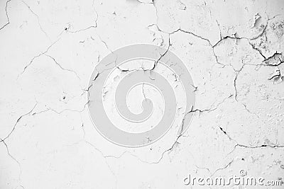 Old white crack concrete wall Stock Photo