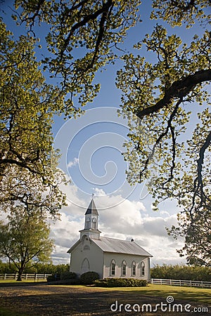 Old white rural church Stock Photo