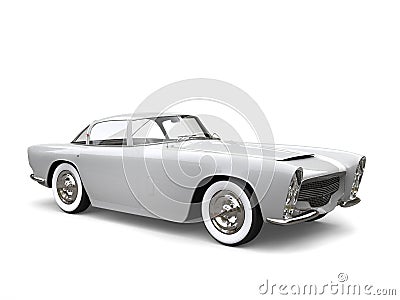 Old white sport muscle car with white wall tires Stock Photo