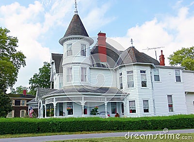 Old white Victorian house Stock Photo