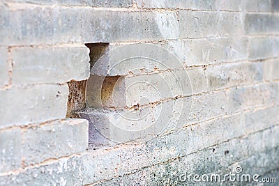 The old white walls with cross on different shades. Stock Photo