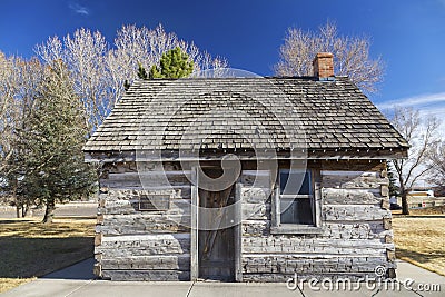 Rustic Old West Wood Log Cabin Mormon Pioneer Heritage Park Panguitch Utah Editorial Stock Photo