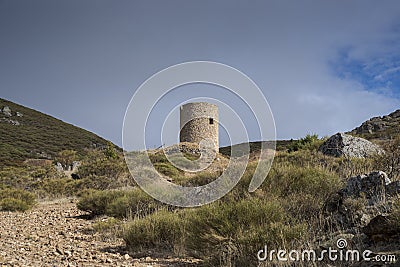 Old wind mill for mineral grinding Stock Photo