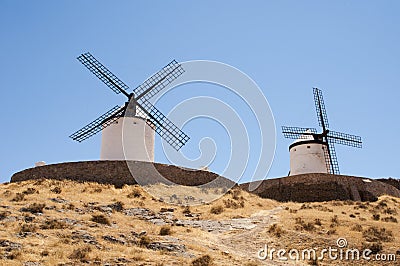 Old windmill along the don quiquote road Stock Photo