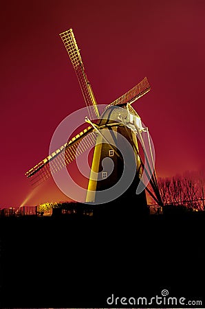 Old Windmill at Bokrijk Stock Photo