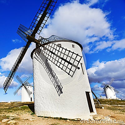 Old windmill in Campo de Criptana, Spain Stock Photo