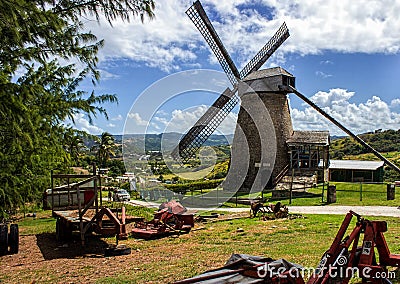 Old Windmill (Sugar Mill) at Morgan Lewis, Barbados Editorial Stock Photo