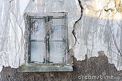 Old window in an abandoned house Stock Photo