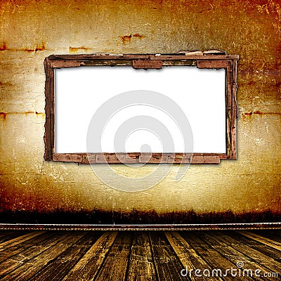 Old window on the antique wall Stock Photo
