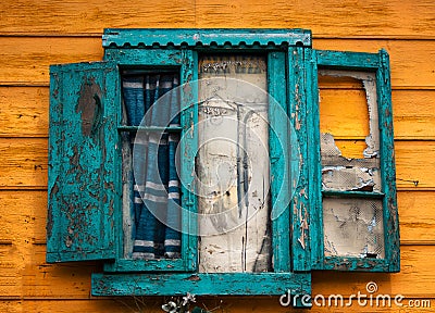 Old Window in Caminito Argentina Stock Photo