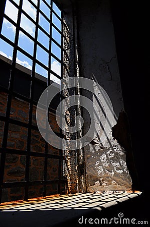 Old window at Eastern State Penitentiary Stock Photo