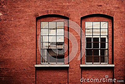 Old window frame with steel bars shutter exterior as prison or residential apartment front view. Weathered house wall Stock Photo