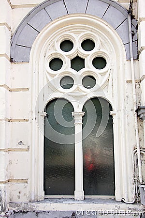 Old window - historic building with gothic window Stock Photo