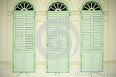 Old window retro pastel tone classic color background. Stock Photo