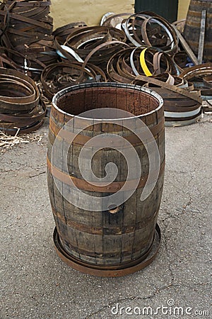 Old Wine Barrel Stock Photo