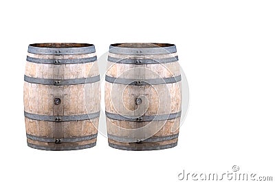 Old Wine Barrel Isolated on White Background Stock Photo