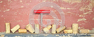 Old wine corks panoramic format Stock Photo