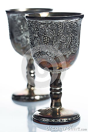 Old wine goblets Stock Photo