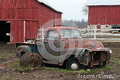 Old Wisconsin Dairy Farm Truck Stock Photo