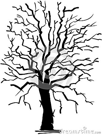 Old withered tree cartoon Vector Clipart Vector Illustration