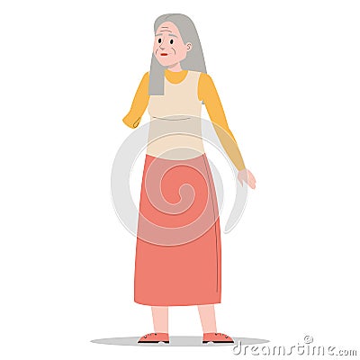 Old woman with amputated arm vector isolated Vector Illustration