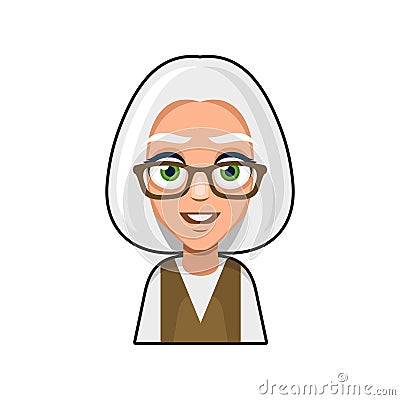 Old Woman Cartoon Icon. Cute Avatar. Vector Vector Illustration