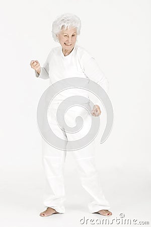 Old woman exercise Stock Photo