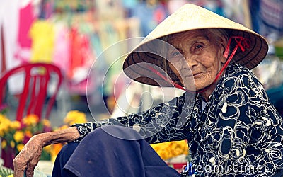 Old woman, Hoi An, Vietnam Editorial Stock Photo