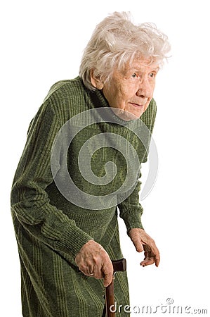 Old woman isolated on white Stock Photo
