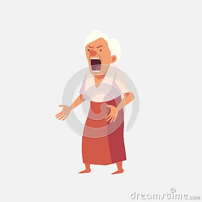 old woman shouts vector flat minimalistic isolated illustration Vector Illustration