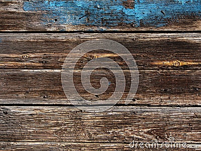 Old Wood Background - blue poured paint Stock Photo