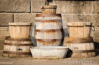 Old wood barrel Stock Photo