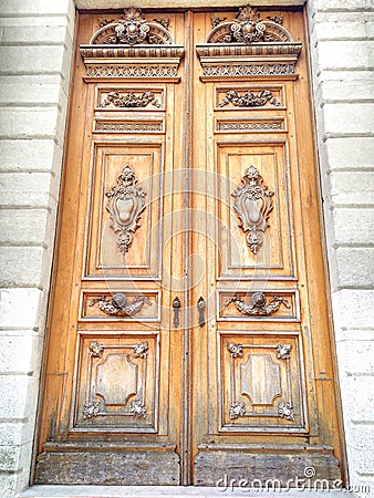 Old Wood Carving Door Background Stock Photo