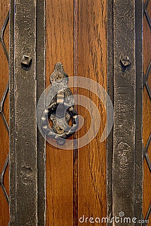 An old wood door handle knocker for print Stock Photo