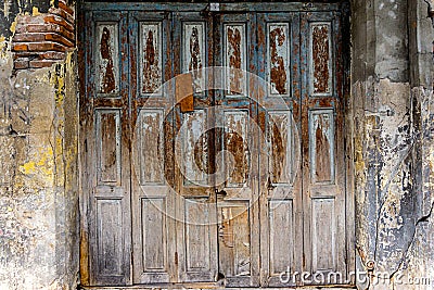 Old wood folding doors texture Stock Photo