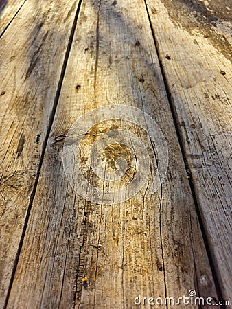 old wood, set in the afternoon sun, with its marks of the passage of time Stock Photo