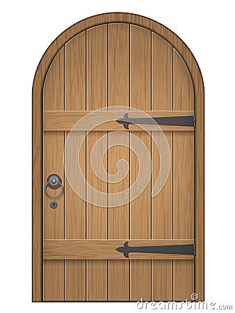 Old wooden arch door Vector Illustration