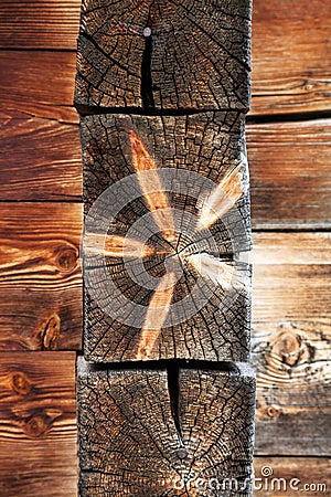 Old wooden background vertical tree rings Stock Photo