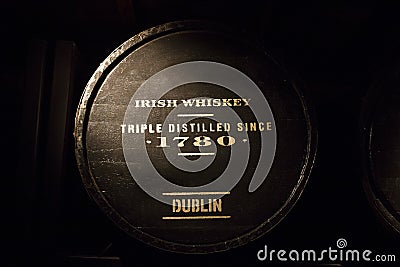 Old Irish Whiskey in wooden bottle Editorial Stock Photo