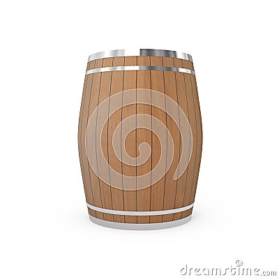 Old wooden barrel isolated on white Cartoon Illustration